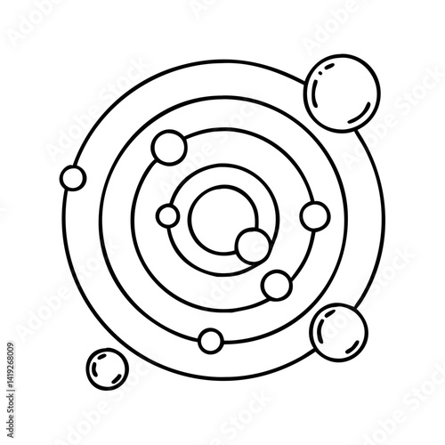 solar system layout icon, solar system layout line art - simple line art of solar system layout, perfect for solar system layout logos and icons