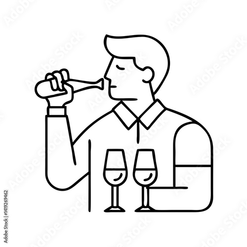 sommelier tasting icon, sommelier tasting line art - simple line art of sommelier tasting, perfect for sommelier tasting logos and icons
