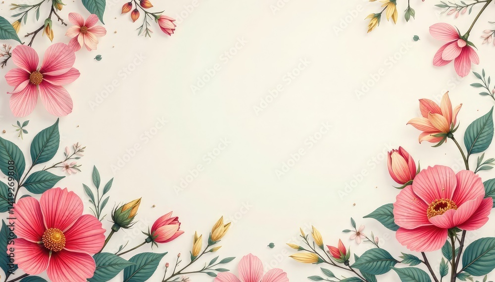 Fototapeta premium Subtle repeating floral motif on a plain background , peaceful, design, minimalist