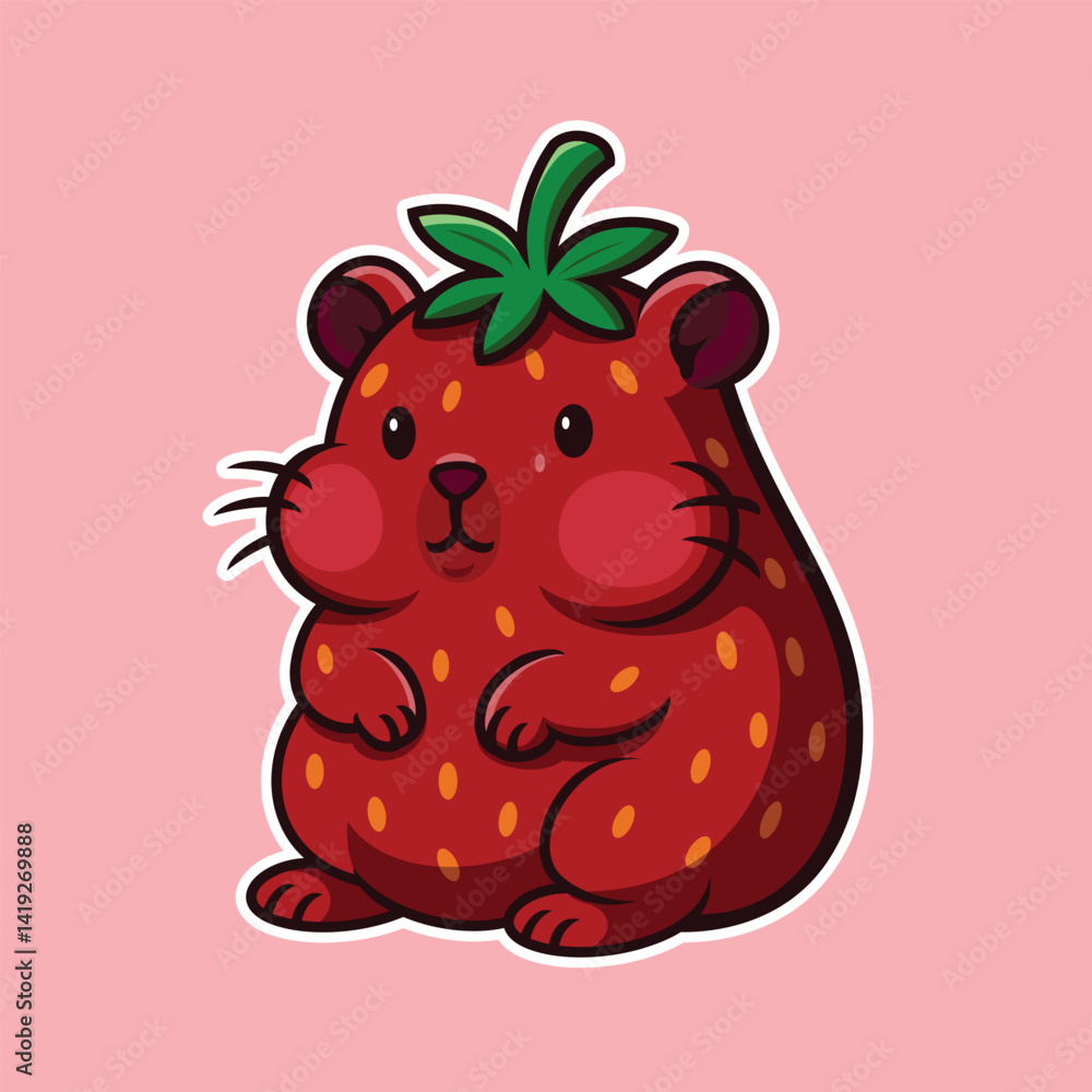 Naklejka premium Strawberry Hamster Shape