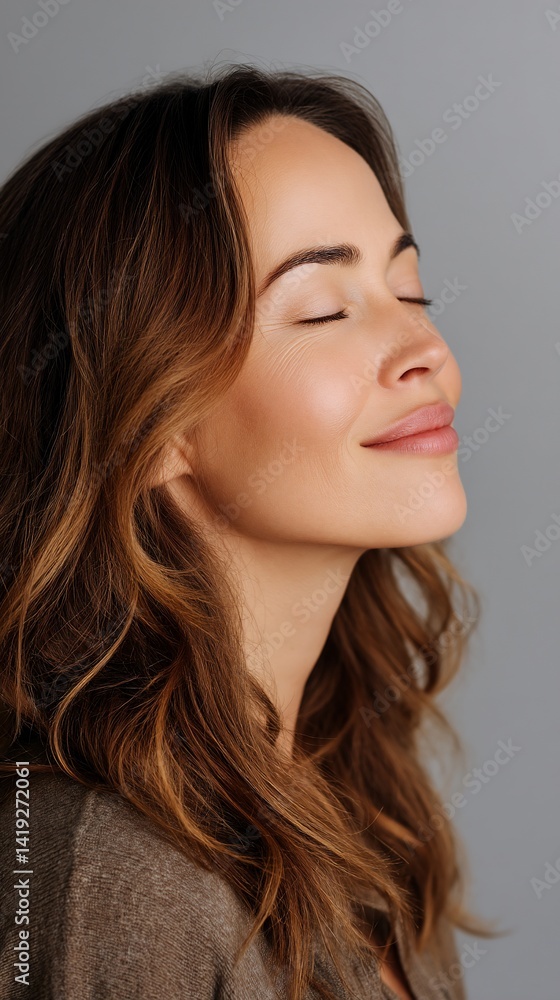 Woman with closed eyes, peaceful expression Woman with closed eyes, peaceful expression