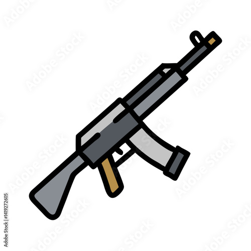 Assault Rifle with Magazine Icon Design