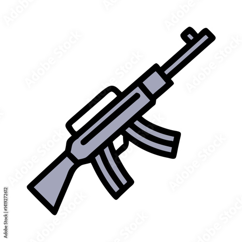 Assault Rifle with Magazine Icon Design