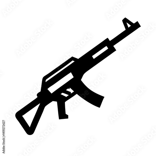 Assault Rifle with Magazine Icon Design