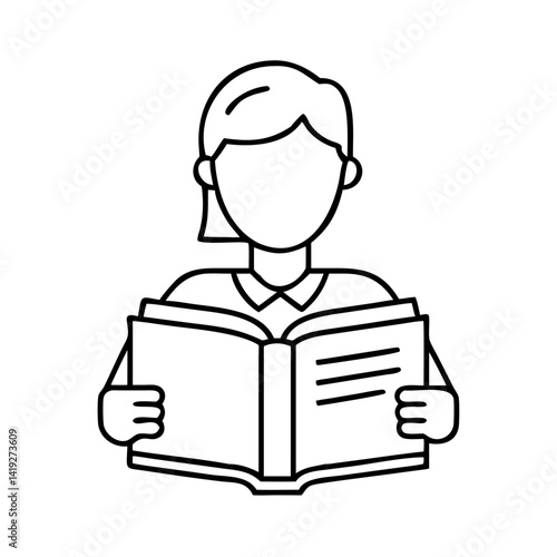 student with book icon, student with book line art - simple line art of student with book, perfect for student with book logos and icons