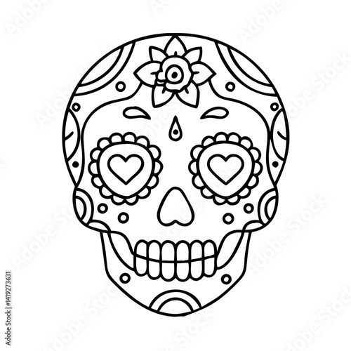 sugar skull makeup icon, sugar skull makeup line art - simple line art of sugar skull makeup, perfect for sugar skull makeup logos and icons