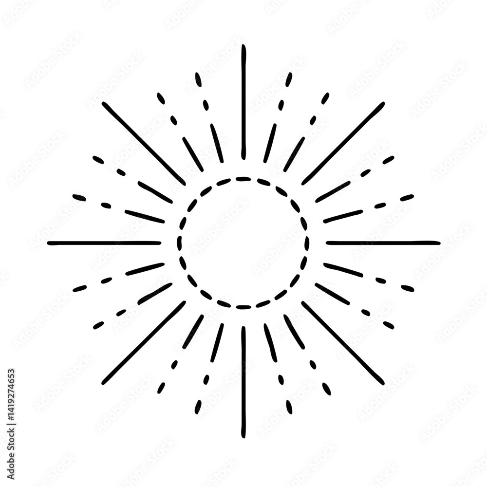 Obraz premium sun rays icon, sun rays line art - simple line art of sun rays, perfect for sun rays logos and icons