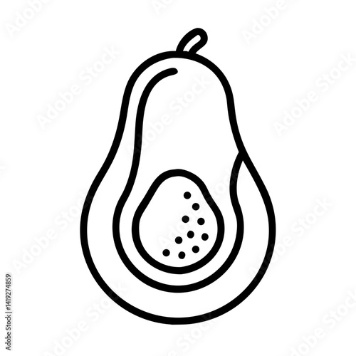 Avocado with Seed Cross-Section Icon Design