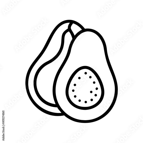 Avocado with Seed Cross-Section Icon Design
