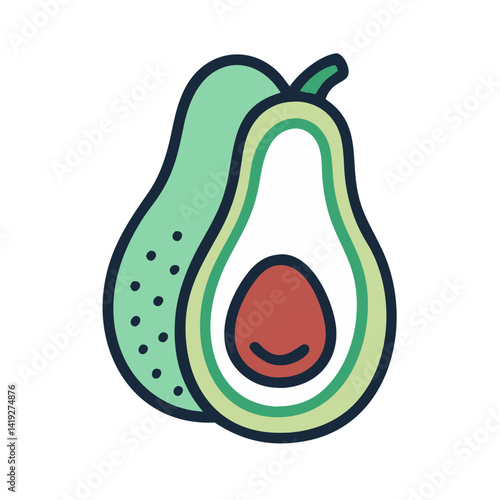 Avocado with Seed Cross-Section Icon Design