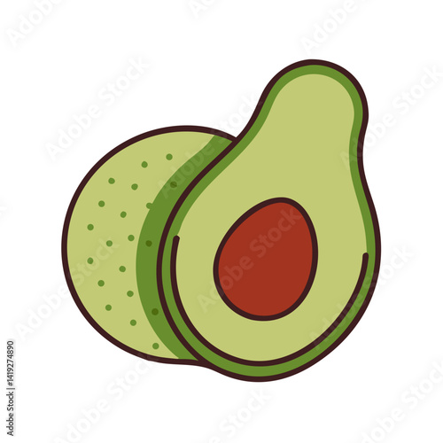 Avocado with Seed Cross-Section Icon Design