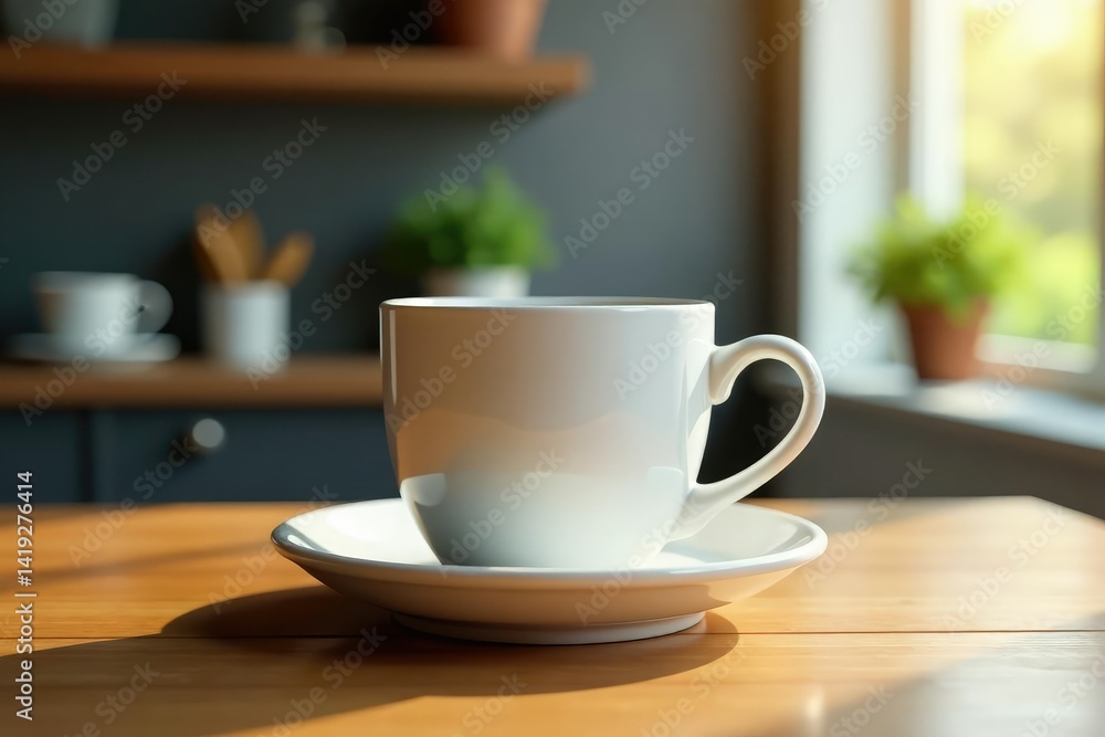 Fototapeta premium Large oversized coffee mug, empty, clean surface , white background, coffee mug