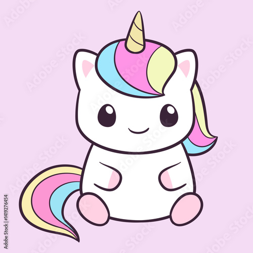 Cute and adorable happy unicorn illustration