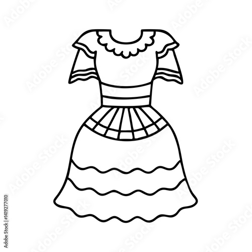 traditional mexican dress icon, traditional mexican dress line art - simple line art of traditional mexican dress, perfect for traditional mexican dress logos and icons