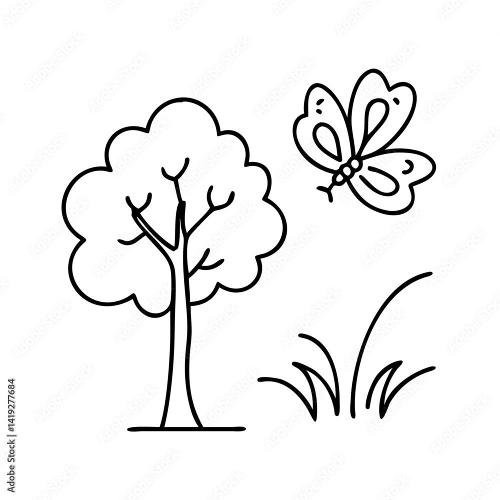 tree and butterfly icon, tree and butterfly line art - simple line art of tree and butterfly, perfect for tree and butterfly logos and icons tree and butterfly icon, tree and butterfly line art - simple line art of tree and butterfly, perfect for tree and butterfly logos and icons