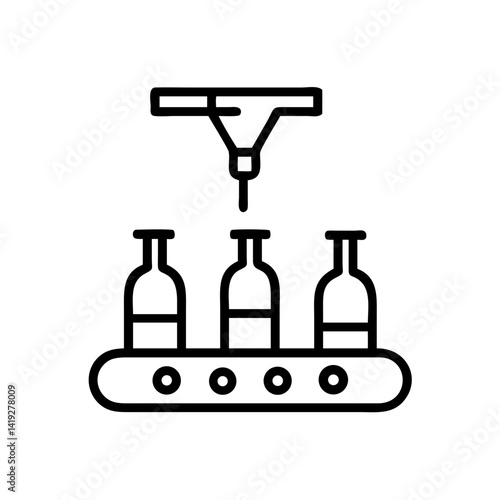 Bottled Wine Production Line Icon Design