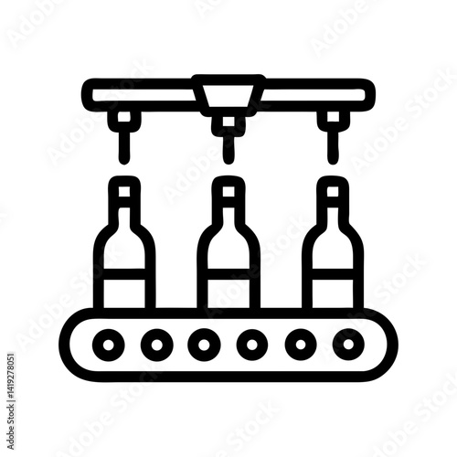 Bottled Wine Production Line Icon Design