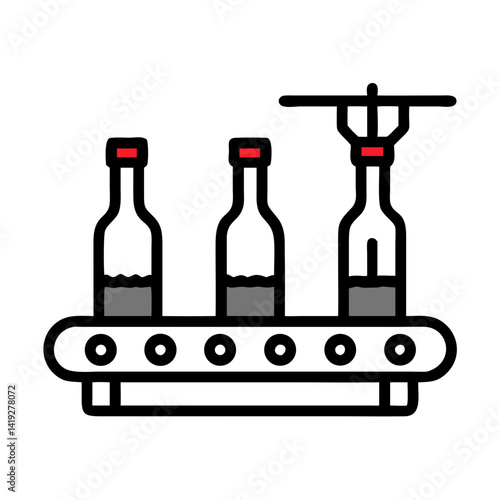 Bottled Wine Production Line Icon Design