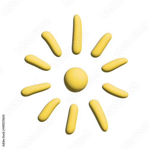 3d abstract sun symbol Summer clipart Single element for design