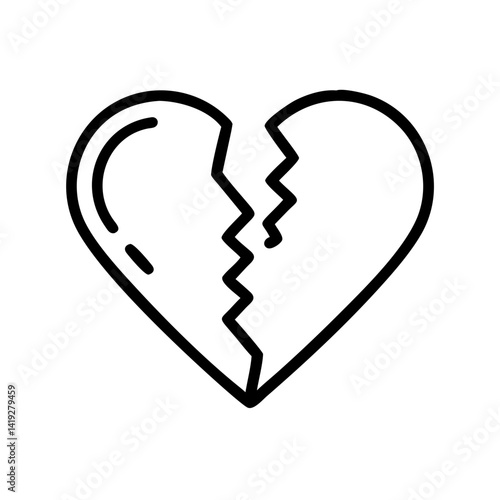 Broken Heart with Crack Line Icon Design