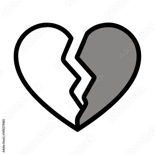 Broken Heart with Crack Line Icon Design