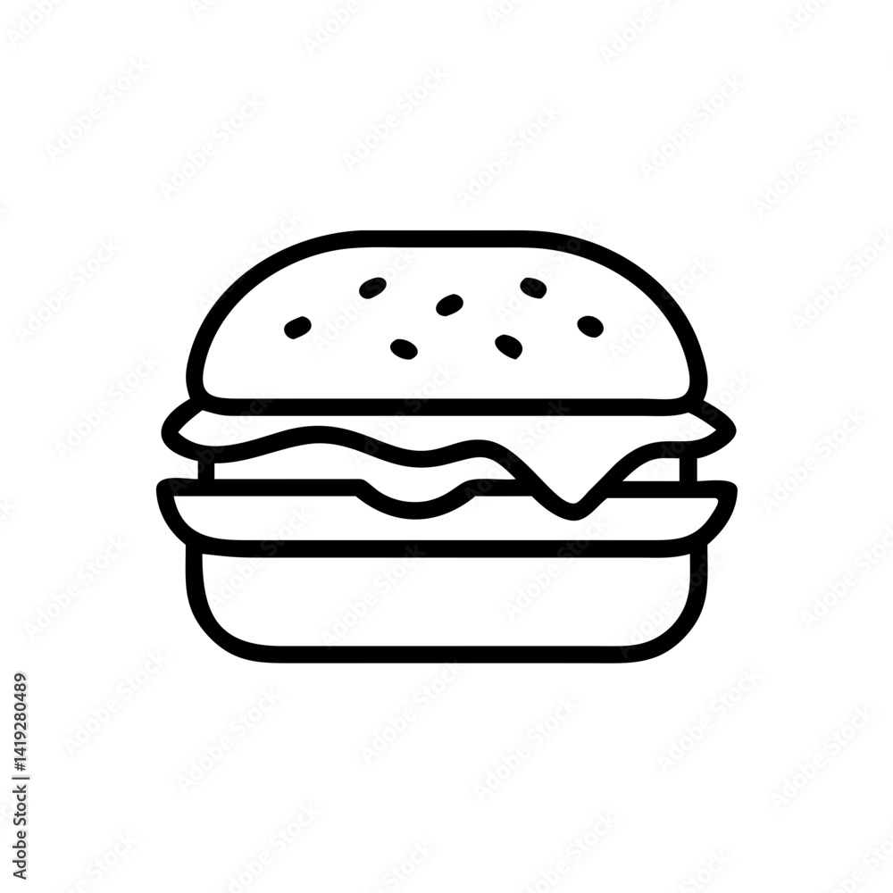 Burger with Lettuce and Cheese Icon Design Burger with Lettuce and Cheese Icon Design