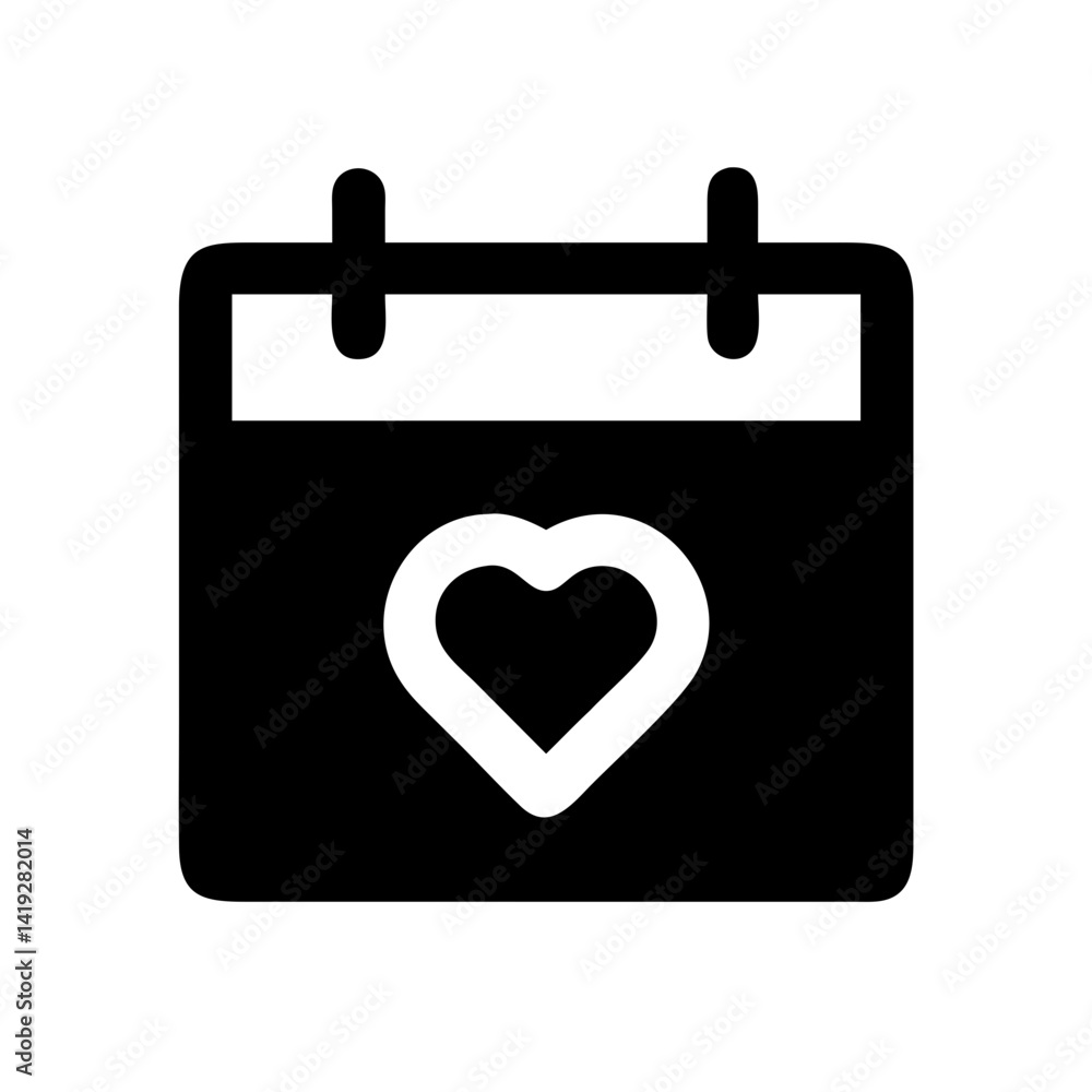Calendar Page with Heart Icon Design Calendar Page with Heart Icon Design
