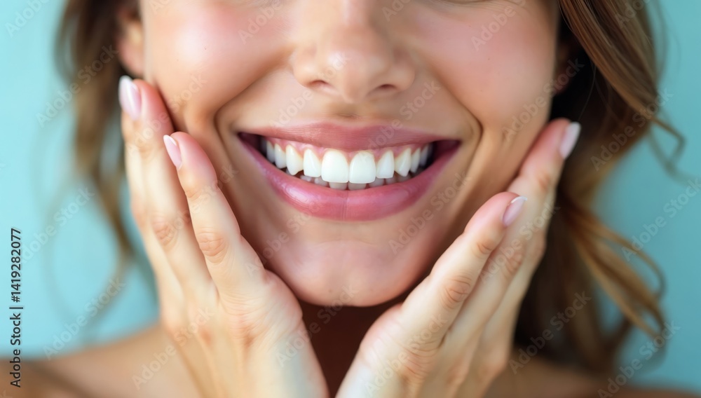 Obraz premium Close-Up of a Radiant Smile with Clean, White Teeth