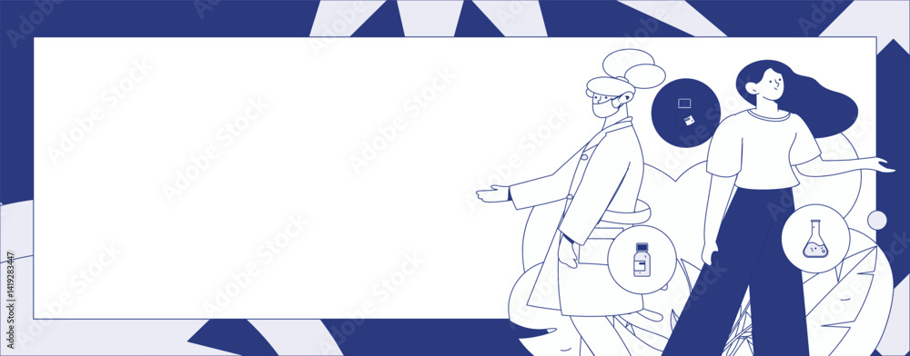 Obraz premium Medical characters fighting the epidemic flat vector concept operation hand drawn illustration 