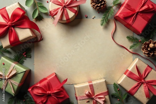 Vintage style gift box pattern, rustic charm, kraft paper, present, aged