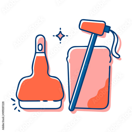 Minimalistic vector illustration of a caddy filled with cleaning products, perfect for home cleaning, organization, and household chores.


