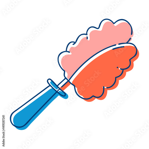 Minimalistic vector illustration of a feather duster, perfect for cleaning, dusting, and household chores, emphasizing simplicity and functionality.

