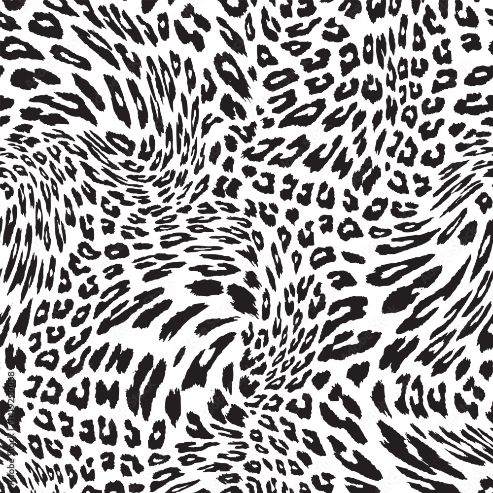 Seamless Distorted Leopard Print in Black and White For Textile Print on Fabric Seamless Distorted Leopard Print in Black and White For Textile Print on Fabric