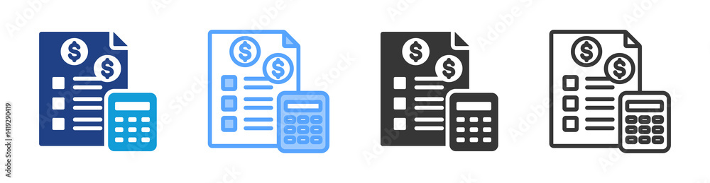 Budget icon set multiple style collection Budget icon set multiple style collection