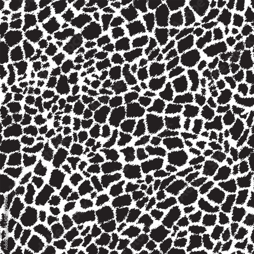 Giraffe Skin Seamless Pattern in Black and White for Textile Print for Fabric
