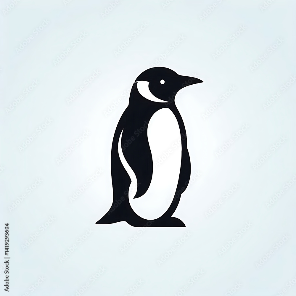 Fototapeta premium penguin logo design, black silhouette isolated on white background