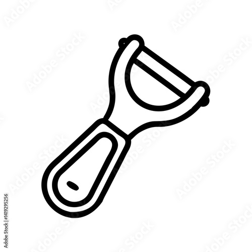 Vegetable Peeler Icon in Minimalist Style on White Background  
