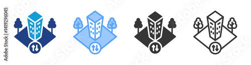 Building icon set multiple style collection