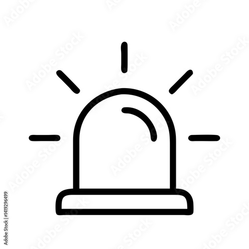 emergency siren icon for alert, warning, and security – flat stroke icon for apps and websites
