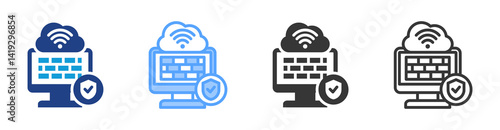 Firewall icon set multiple style collection