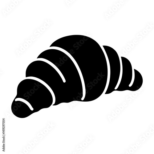 Minimalist black silhouette of a croissant symbolizing classic French pastry