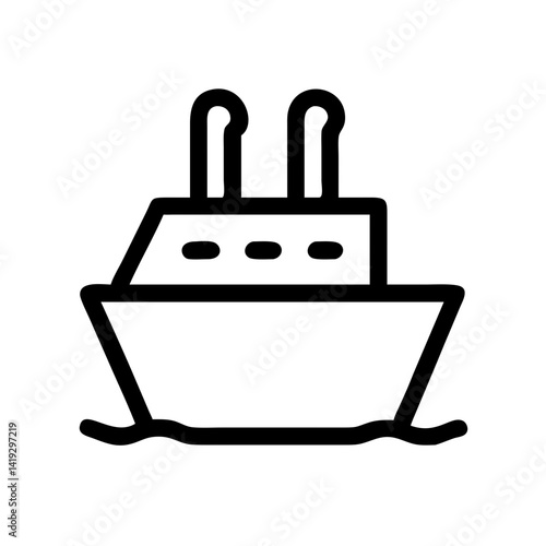 cruise ship vector icon for maritime travel, vacation bookings, and tourism applications, flat stroke icon for apps and websites
