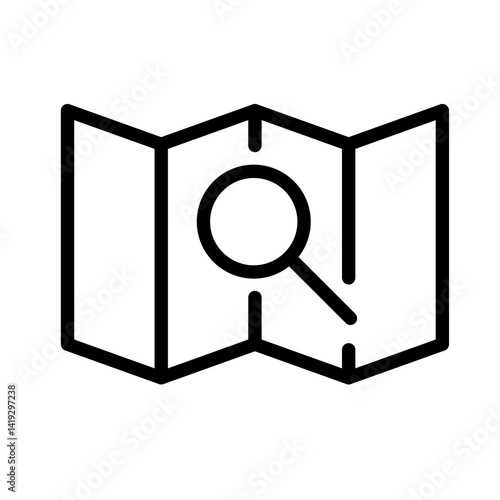 map vector icon for navigation apps, travel guides, and location-based services, flat stroke icon for apps and websites
