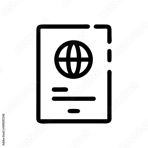 passport vector icon for travel authentication, border control systems, and immigration services, flat stroke icon for apps and websites
