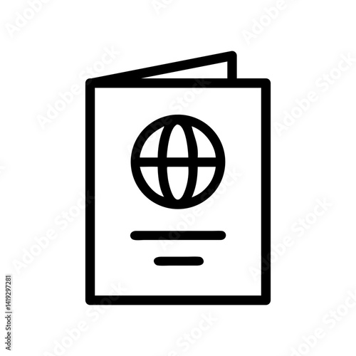 passport vector icon for travel applications, identity verification, and digital boarding solutions, flat stroke icon for apps and websites

