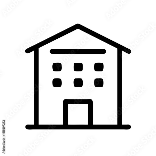 hotel vector icon for booking platforms, travel guides, and tourism apps, flat stroke icon for apps and websites
