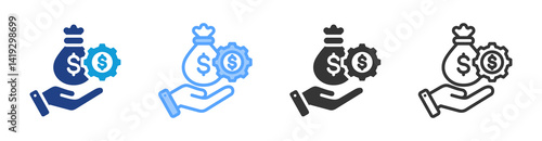 Wages icon set multiple style collection