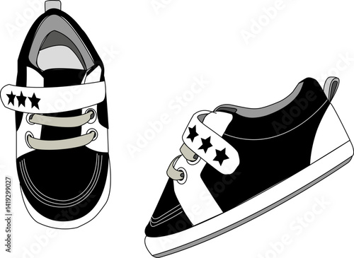 Vector illustration. Children's shoes. Baby shoes vector illustration. Kids shoes vector