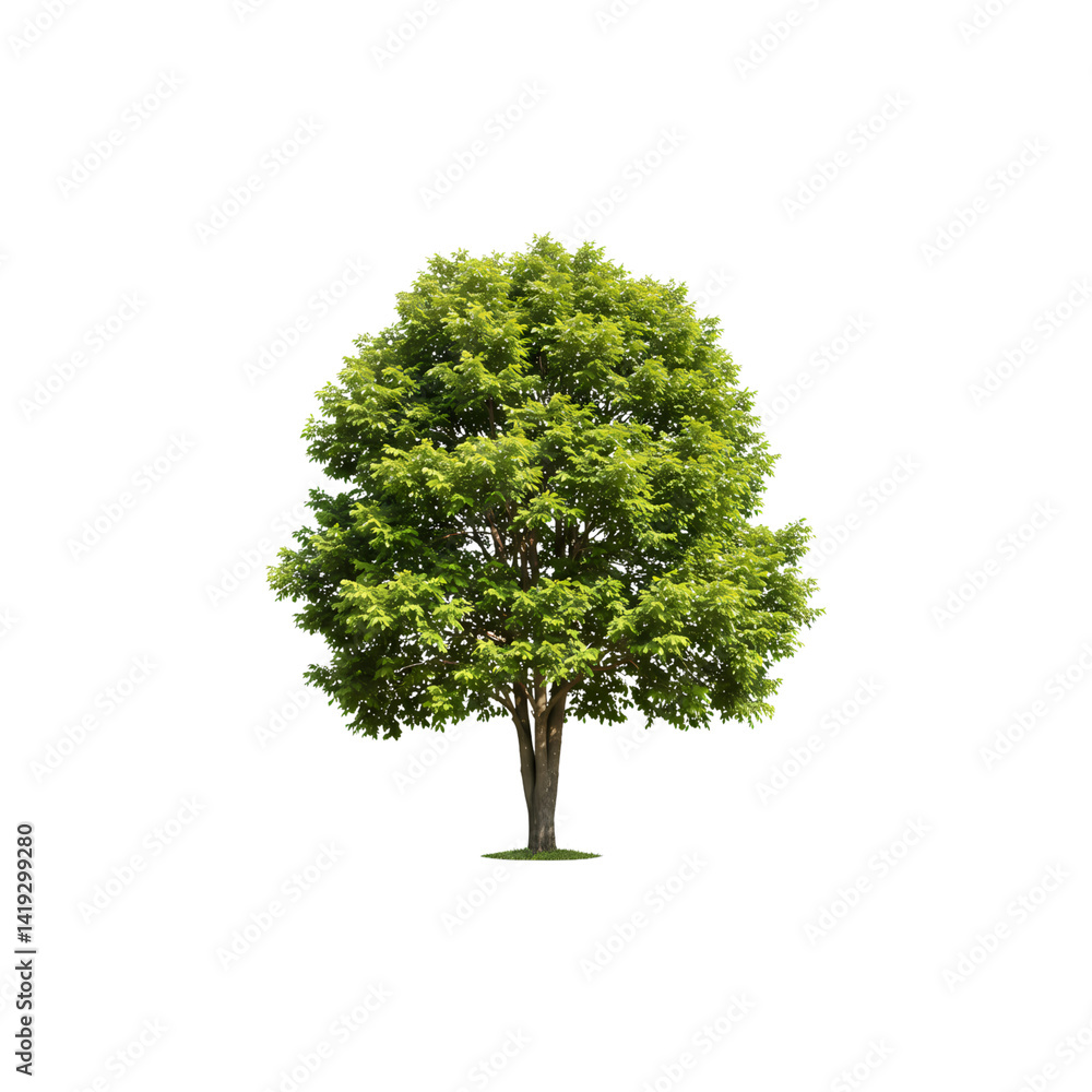 Lush green tree isolated on white background, representing nature, environment, growth, and sustainability with full foliage and sturdy trunk. Lush green tree isolated on white background, representing nature, environment, growth, and sustainability with full foliage and sturdy trunk.