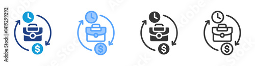 Part Time Job icon set multiple style collection